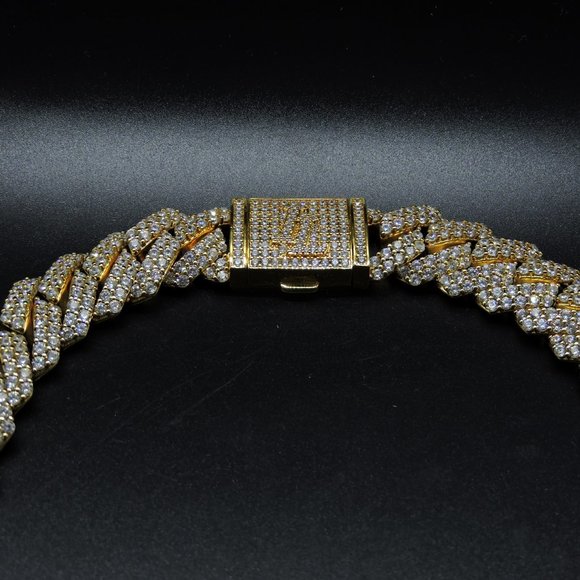 Iced London Gold Plated Diamond Prong Link Choker - Picture 3 of 11